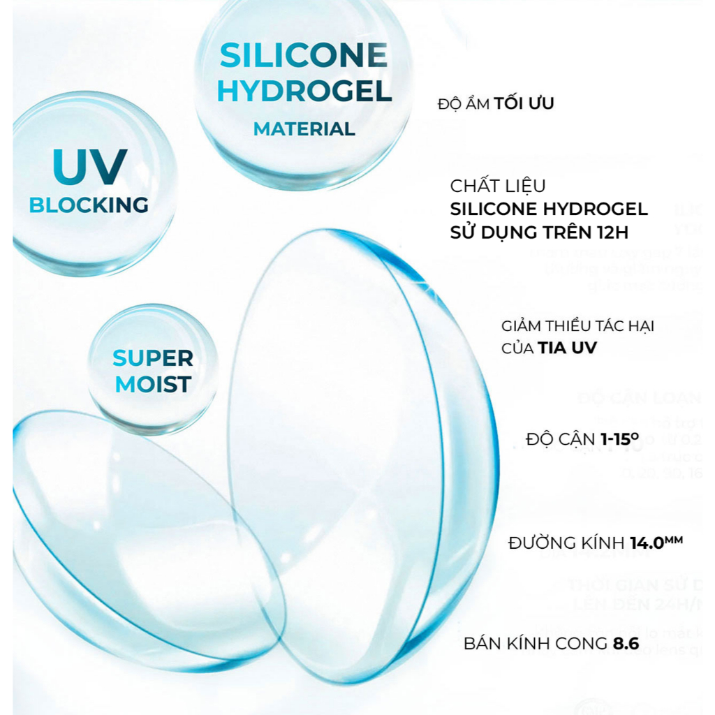 Ảnh Lens trong suốt có độ cận dòng cao cấp chất liệu Silicone Hydrogel - hiệu Angel Eyes độ cận 1 - 15 độ 4