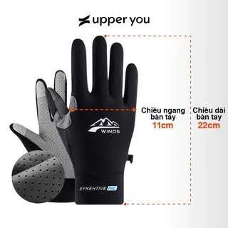 Găng Tay Lái Xe Nam Nữ Lụa băng Mát Lạnh Chống Nắng 50 UPF+ Có Lưới Thoáng Khí Upper You Ngón Tay Chạm Cảm Ứng - GLM02
