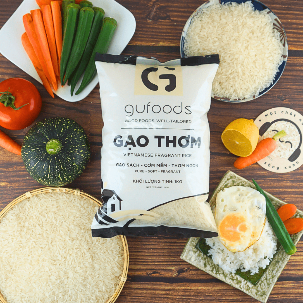 Ảnh Combo 3 túi Gạo sạch GUfoods (Mỗi túi 1kg) - Đài thơm / Japonica hữu cơ - Dẻo mềm, Thơm nhẹ, Ngon cơm 2