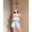 Quần short jean nữ form suông cạp cao, chất mềm co giãn nhẹ, phối túi vuông kèm ảnh thật