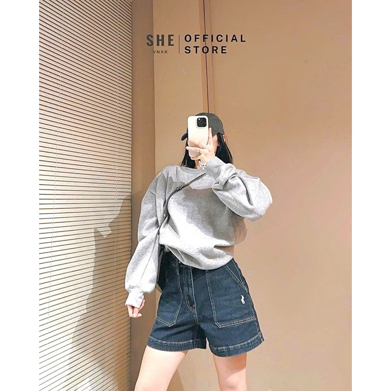 [Sỉ + Hot] Quần short jean nữ form suông cạp cao, chất mềm co giãn nhẹ, phối túi vuông kèm ảnh thật
