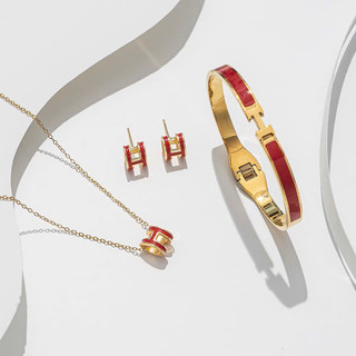 set vòng cổ khuyên tay lắc tay chữ h(có tách set) sang trọng chất titan không han gỉ