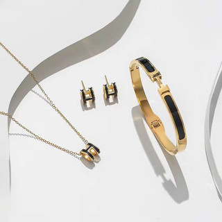 set vòng cổ khuyên tay lắc tay chữ h(có tách set) sang trọng chất titan không han gỉ