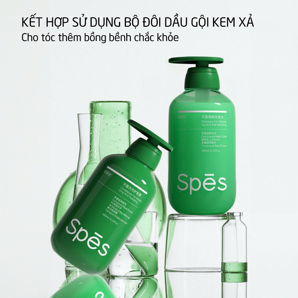 Combo Gội + Xả + Tắm SPES 480ml kiềm dầu, hỗ trợ giảm gãy rụng, da sạch khỏe, hương nước hoa