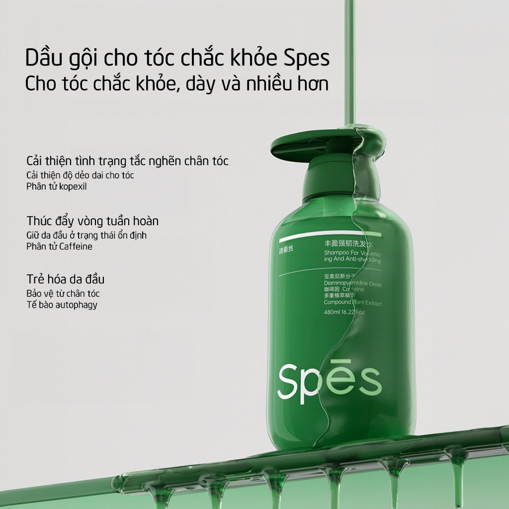 Combo Gội + Xả + Tắm SPES 480ml kiềm dầu, hỗ trợ giảm gãy rụng, da sạch khỏe, hương nước hoa