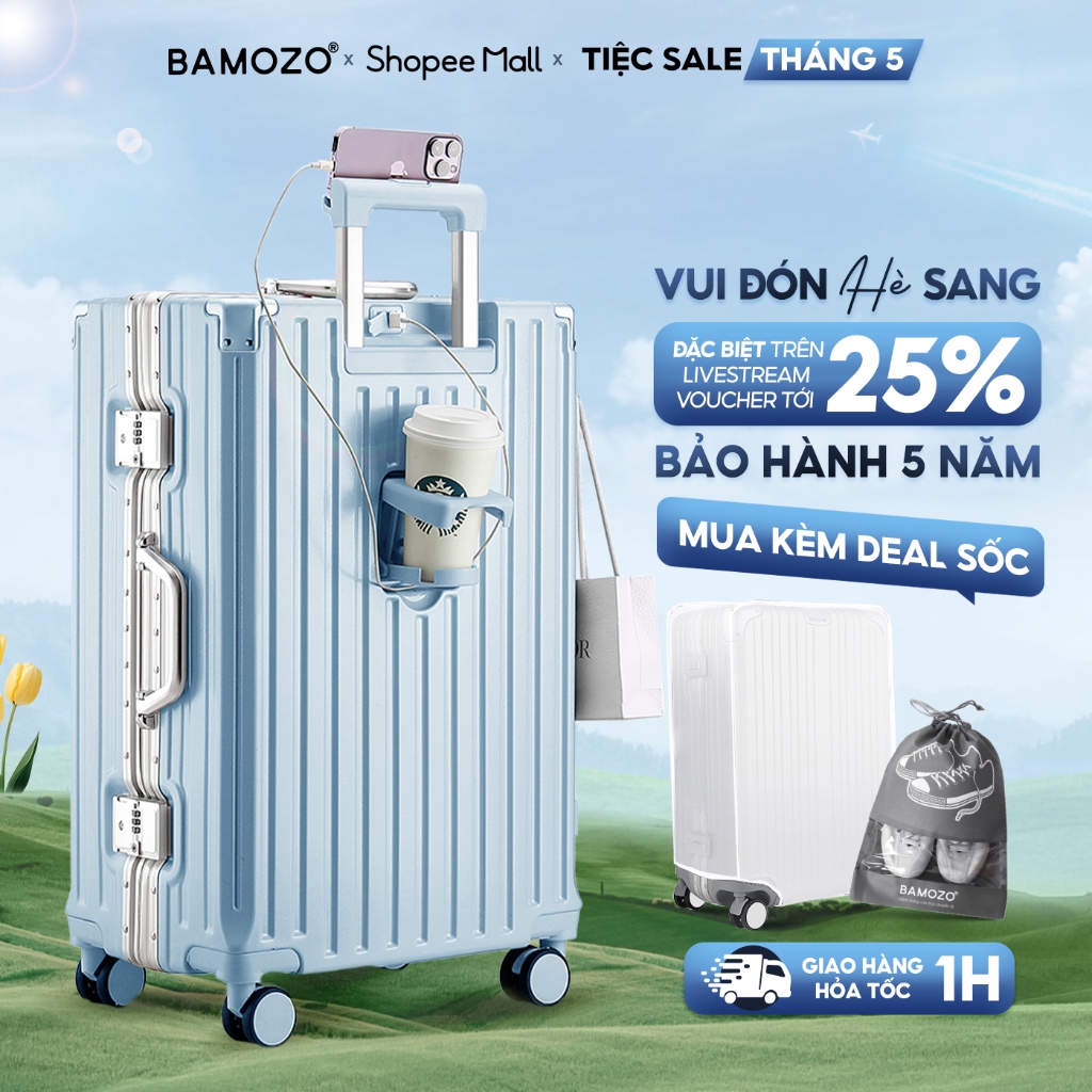 Ảnh HỎA TỐC Vali Khung Nhôm 9066 Bamozo Size 28 Cao Cấp Bo 4 Góc Chống Va Đập Bảo Hành 5 Năm 1