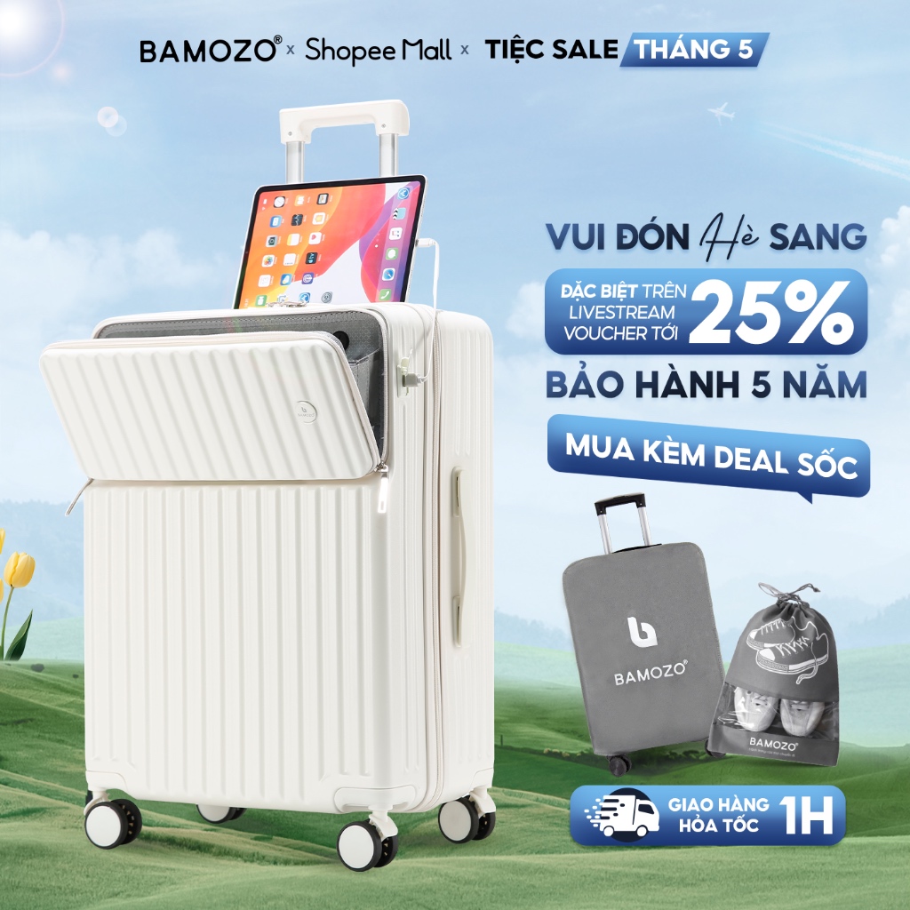 Ảnh Vali Bamozo 8806 Cao Cấp Size 20/24 Nhựa PC Nguyên Khối, Ngăn Đựng Laptop 1