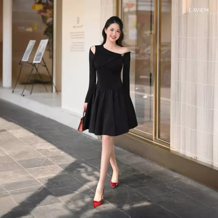 LAVIEM - Váy thiết kế dáng ngắn xòe chiết eo cut out vai cá tính - Libra Dress