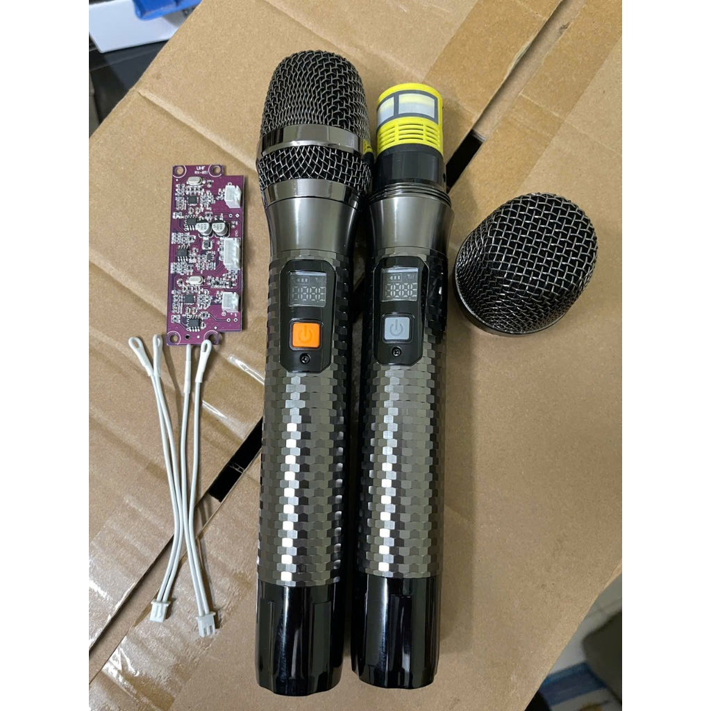Bộ Micro kim cương uhf cao cấp vỏ kim loại chuyên dành cho loa kéo, loa ...