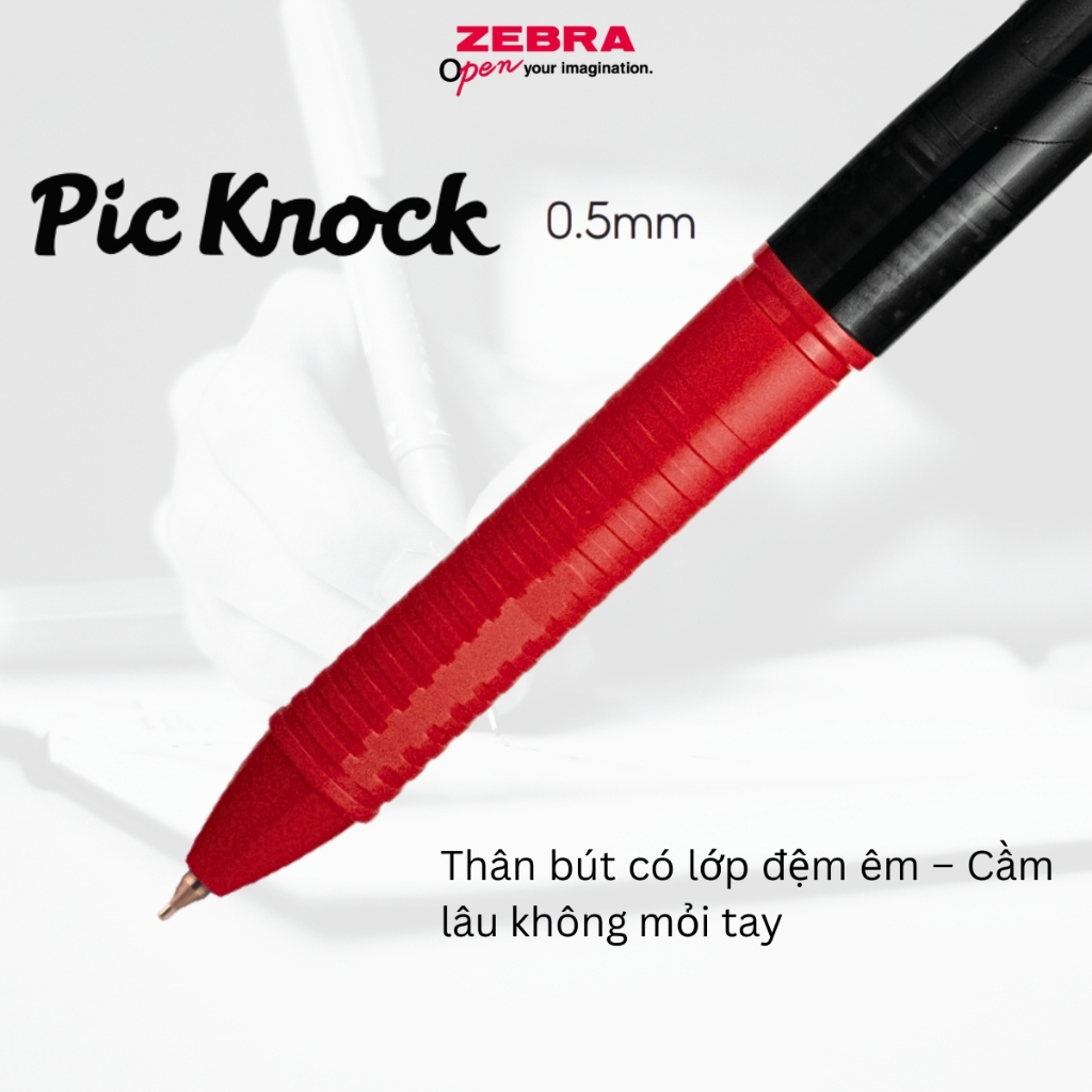 Ảnh Bút Bi Pic Knock 0.5mm Zebra Pen - Bút Bi Đẹp Mực Đều Màu Đen Đỏ Xanh - Viết Mượt Nhẹ 6.9g [Chính Hãng] 4