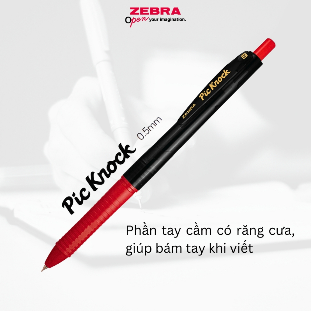 Ảnh Bút Bi Pic Knock 0.5mm Zebra Pen - Bút Bi Đẹp Mực Đều Màu Đen Đỏ Xanh - Viết Mượt Nhẹ 6.9g [Chính Hãng] 2