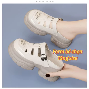 [SẴN QCCC VIP) Dép Sục Nữ Đế Cao 7cm Sục Đế Bánh Mì Siêu Xinh Dép Sục Rọ QCCC Fullbox - Tăng Chiều Cao 9913