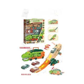 Đồ Chơi Xe Khủng Long Ô Tô Đường Ray Xe Hơi, Đồ Chơi Biến Hình Xe Khủng Long Đầy Màu Sắc HT Toys