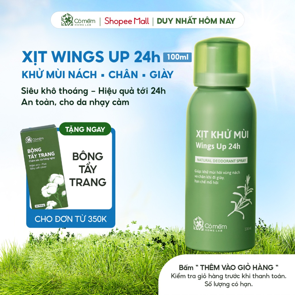 Ảnh Xịt Khử Mùi Wings Up 24h Khử Mùi Hôi Nách Hôi Chân Giảm Tiết Mồ Hôi Và Ngăn Ngừa Vi Khuẩn Gây Mùi Cỏ Mềm 100ml 1