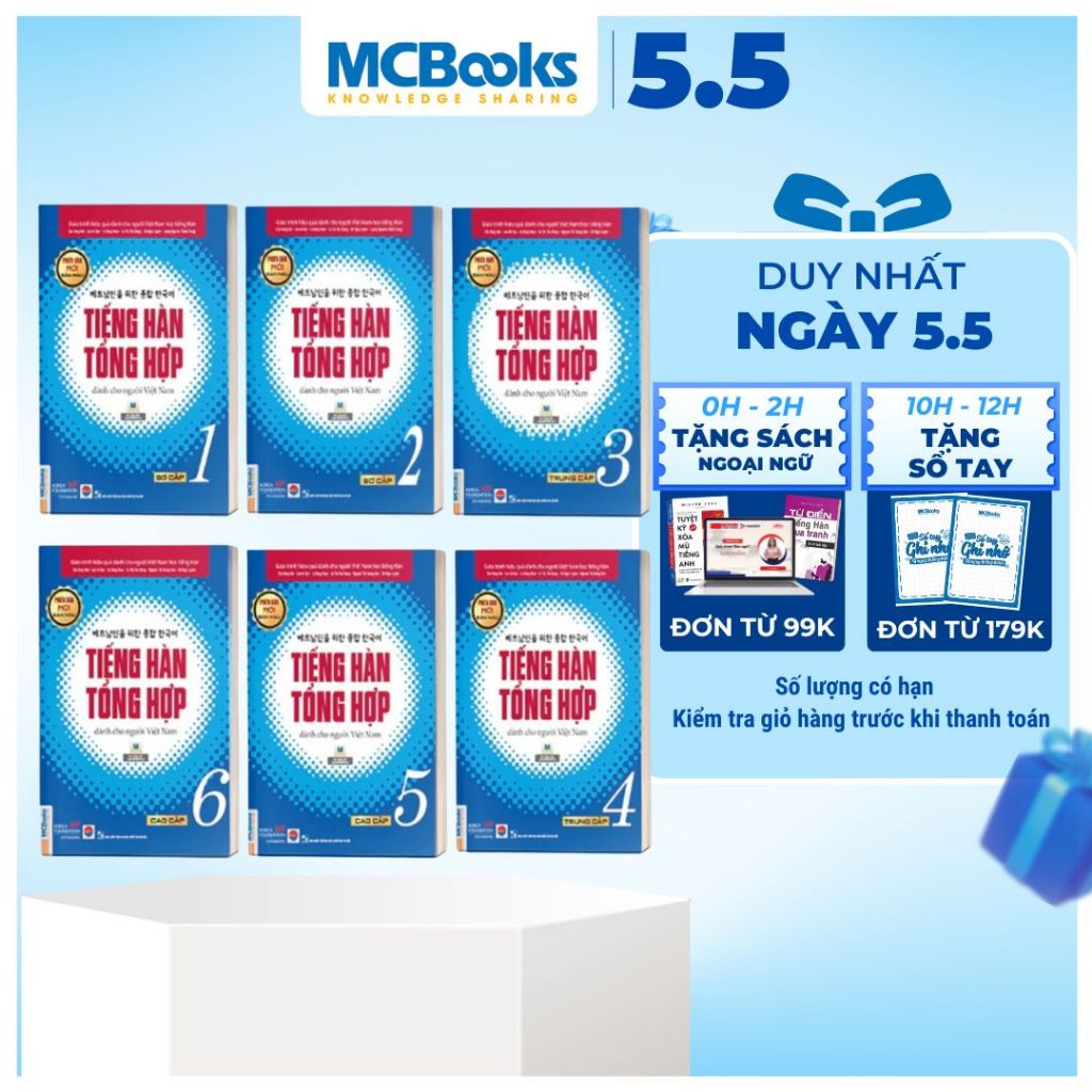 Ảnh Sách - Combo Tiếng Hàn Tổng Hợp Dành Cho Người Việt Nam Tập 1-6 - Giáo Trình Kèm Sách Bài Tập 1