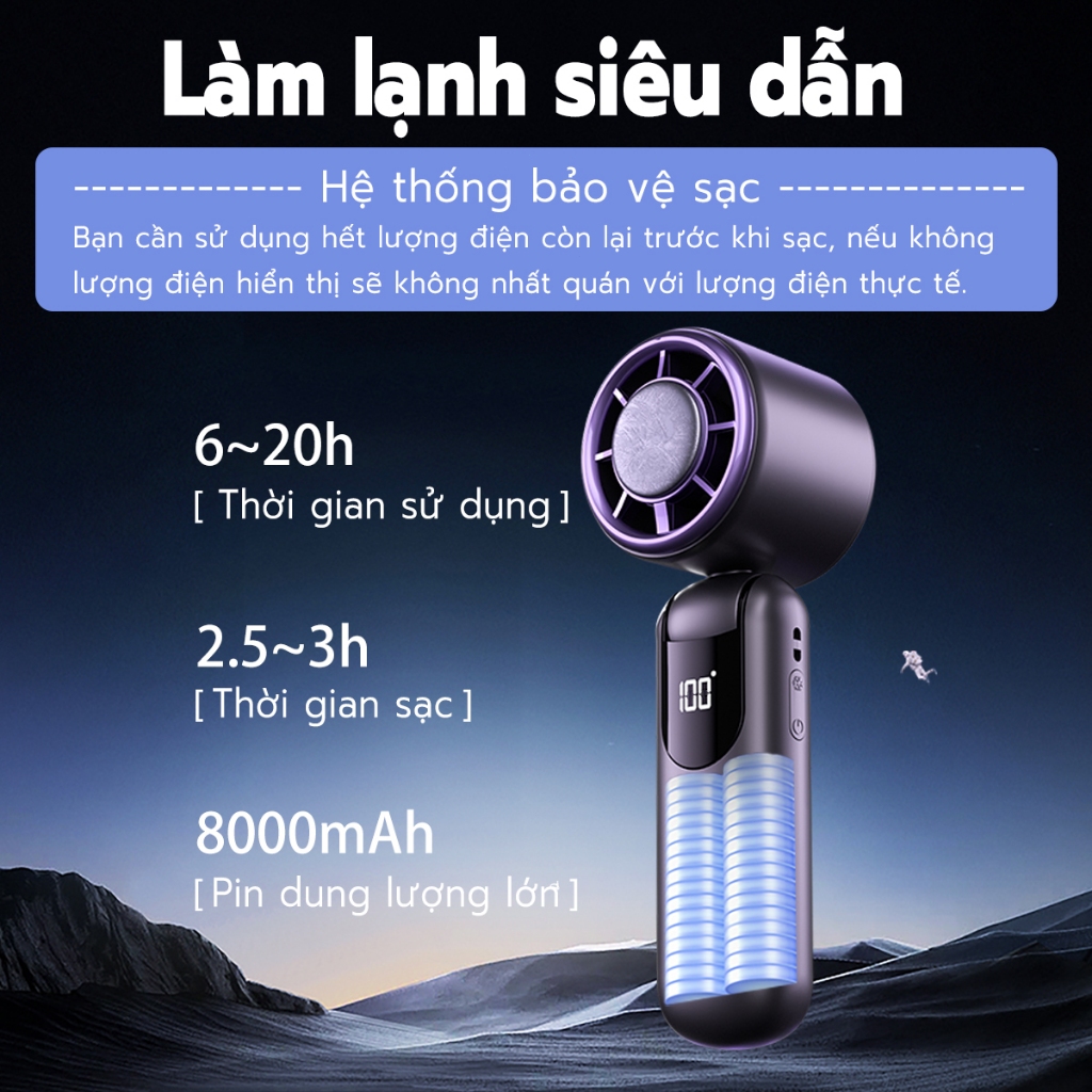KOKIRA quạt cầm tay quạt tích điện mini pin trâu 8000mAh Tấm làm lạnh ICE có thể gập lại quạt mini cầm tay