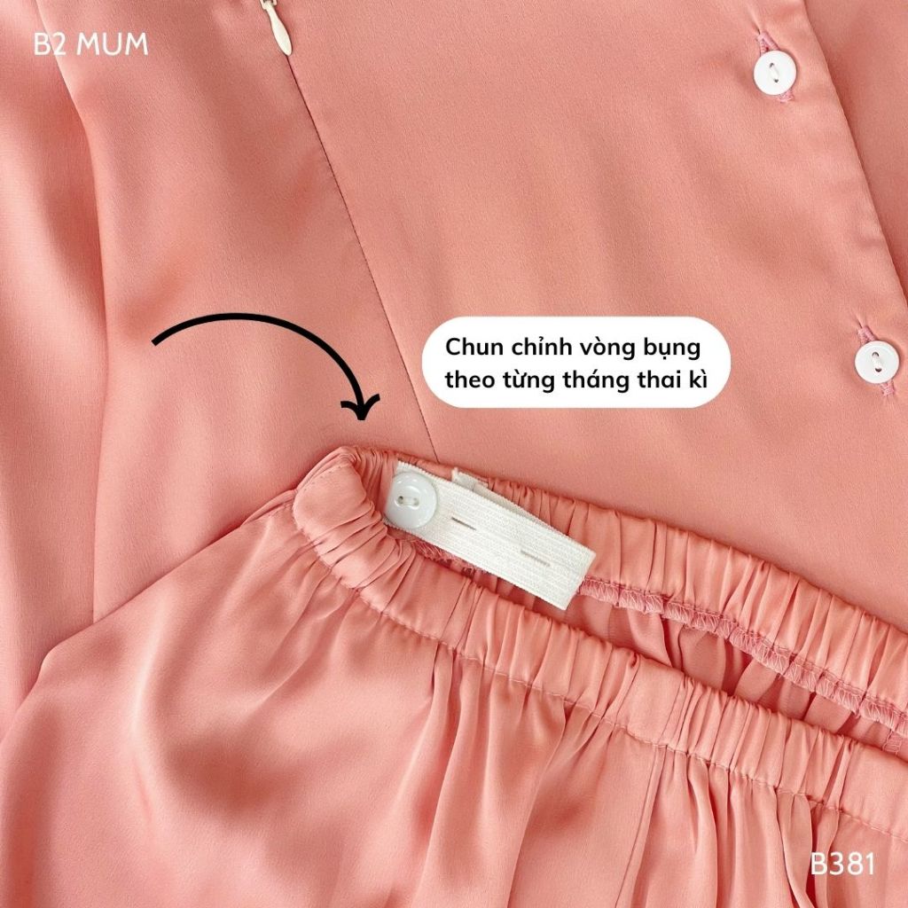 [BỘ LỤA DÀI] Bộ bầu và sau sinh lụa latin cao cấp quần có chun chỉnh áo có khóa bé ti - B381 B2MUM