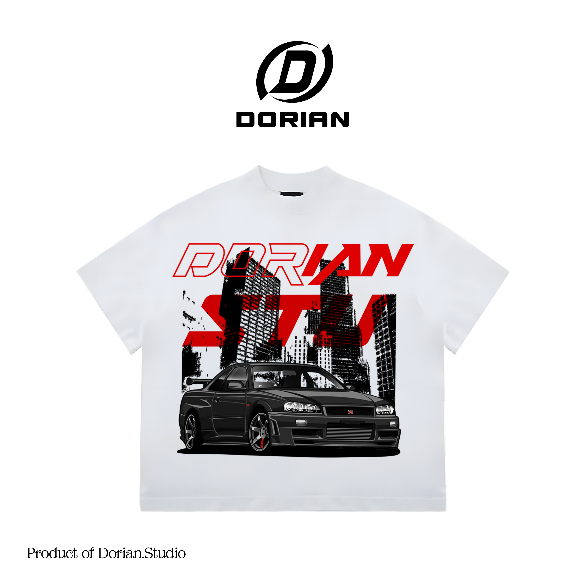 Áo Thun Boxy Dorian JDM - White - FORM BOXY - 100% Cotton 2 chiều ...