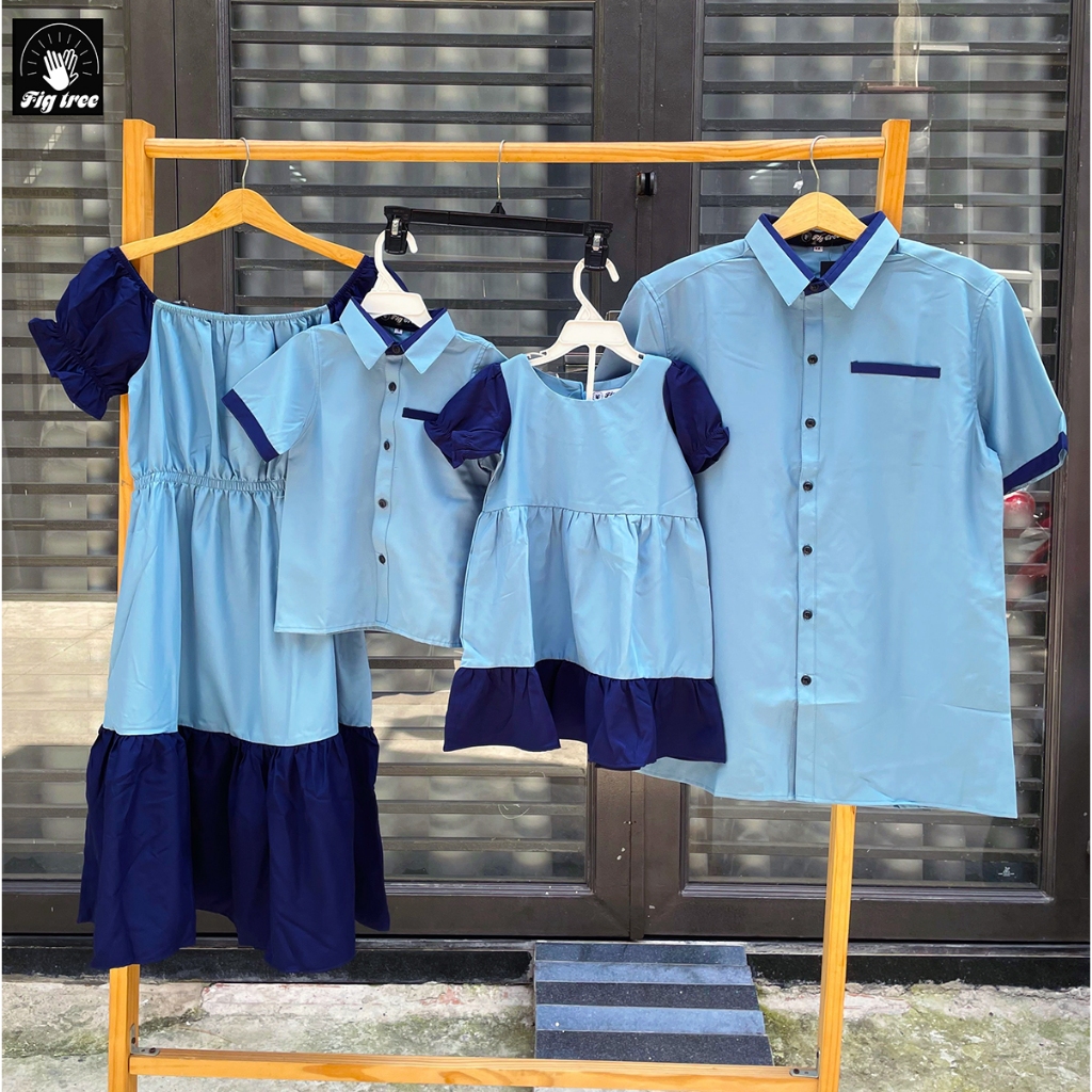 Áo Váy Gia Đình Fig Tree Xanh Mint Phối Siêu Model Cho Gia Đình Du Lịch - Đi Chơi (hàng thiết kế)
