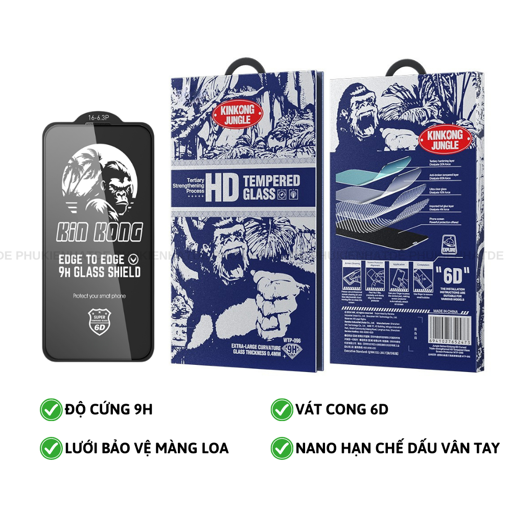 Kính Cường Lực 6D WK WTP-096/122 cho iphone 13/14/15/16/17/Pro/Plus/Pro Max - Phukienhatde