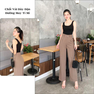 Quần ống suông nữ lưng cao Anmy chuẩn form tôn dáng vải mềm mịn co giãn tốt Q618