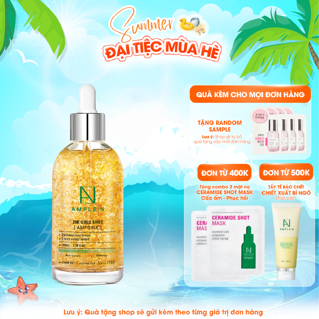Ảnh Tinh Chất Vàng Tăng Đàn Hồi Chống Lão Hóa AMPLE:N 24K Gold Shot Ampoule 1