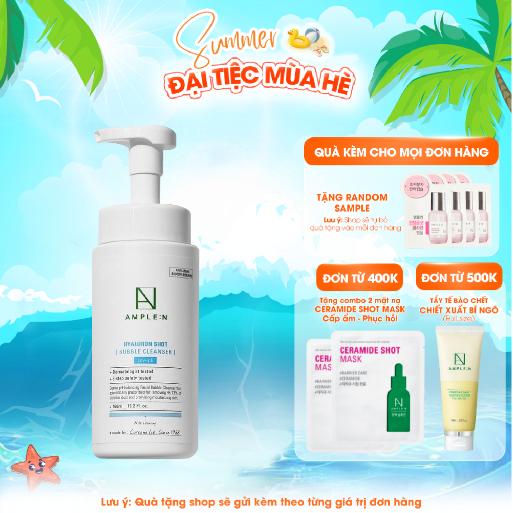 Ảnh Sữa Rửa Mặt Tạo Bọt AMPLE:N Hyaluron Shot Bubble Cleanser 450ml 1