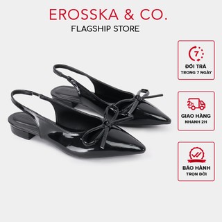 EROSSKA - Giày cao gót slingback mũi nhọn phối nơ kiểu dáng thanh lịch màu đen cao 2cm - EH059
