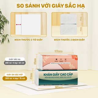 Khăn giấy cao cấp Topgia, thùng 20 gói giấy ăn Sắc Việt 300 tờ 4 lớp mềm mịn, không kích ứng da