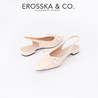Erosska - Giày cao gót slingback mũi nhọn phối nơ kiểu dáng thanh lịch cao 2cm màu đỏ - EH059