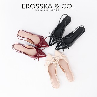 Erosska - Giày cao gót slingback mũi nhọn phối nơ kiểu dáng thanh lịch cao 2cm màu đỏ - EH059