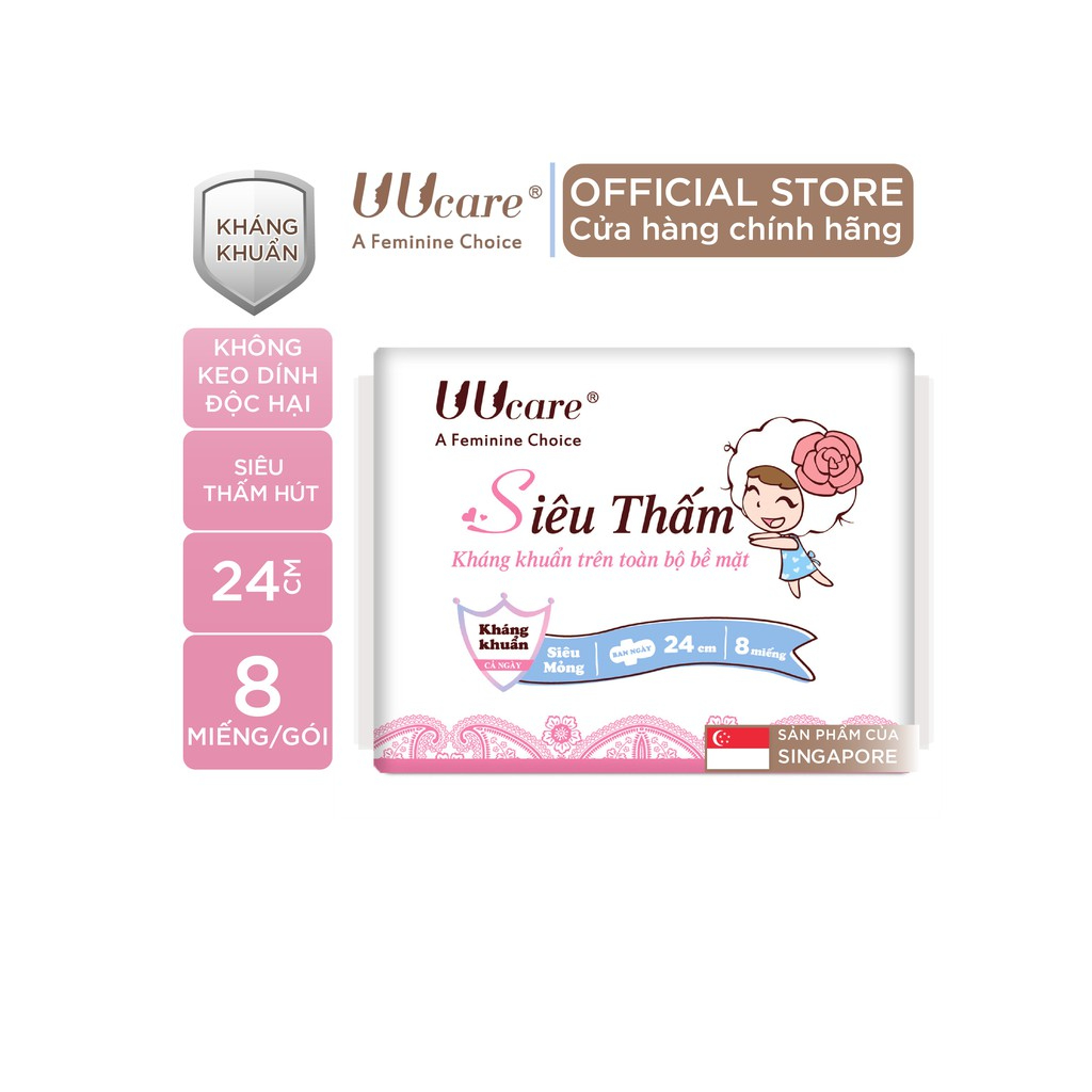 Ảnh Băng vệ sinh UUcare Singapore Young Girl Siêu thấm ban ngày 24cm 8 Miếng/Gói 2