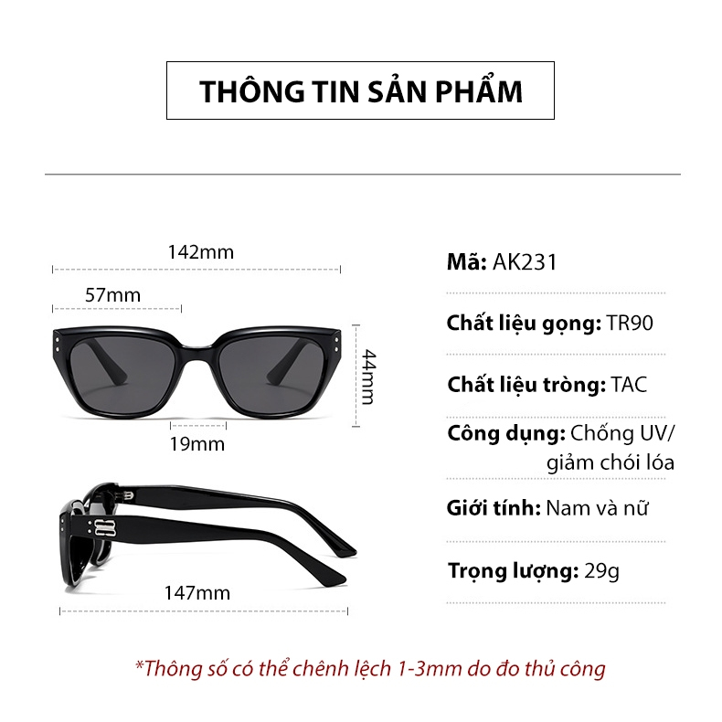 Ảnh Kính Râm Nam Nữ AORON Tròng Phân Cực Chống Tia UV Dáng Chữ Nhật Trendy Gọng TR90 Chống Gãy, Thiết Kế Cá Tính AK231 2