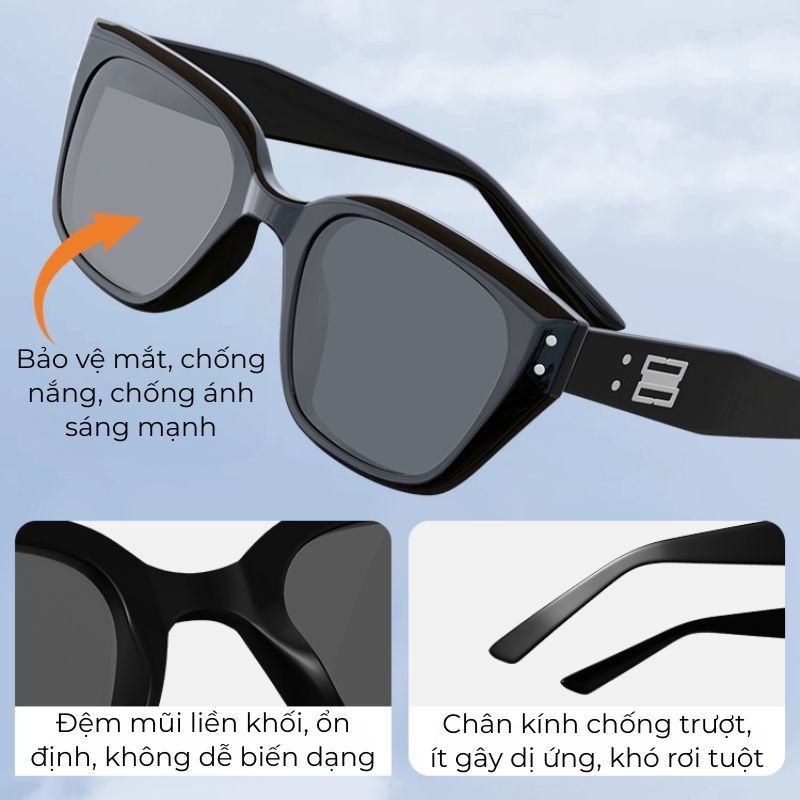 Ảnh Kính Râm Nam Nữ AORON Tròng Phân Cực Chống Tia UV Dáng Chữ Nhật Trendy Gọng TR90 Chống Gãy, Thiết Kế Cá Tính AK231 4