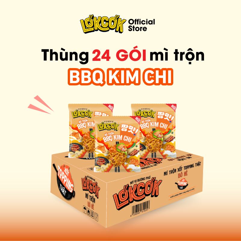 [Chính Hãng] Thùng 24 Gói Mì Trộn Xốt BBQ Kim Chi LOKCOK 24 Gói x 97G [HSD T6.2026]