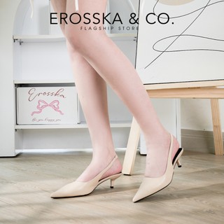 Erosska - Giày cao gót dáng Slingback trơn mũi nhọn tối giản cao 5cm màu kem - EH066