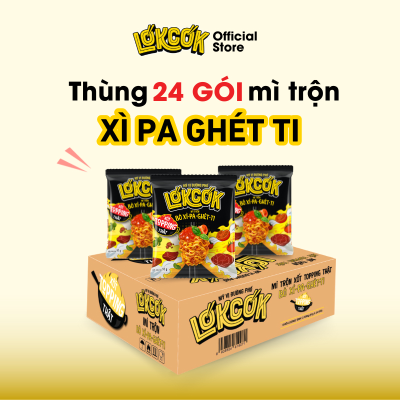 [Chính Hãng] Thùng 24 Gói Mì Trộn Xốt Bò Xì-Pa-Ghét-Ti LOKCOK 24 Gói x 97G - HSD T5/2026