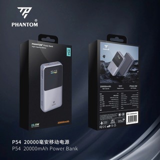 Sạc Dự Phòng PHANTOM P54 20000mAh QC 3.0 22.5W và TypeC PD 20W, màn hình LCD báo % và dòng sạc