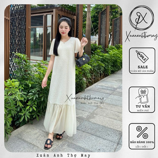 Váy đuôi cá phối tay vải voan kính - Xuananhthomay