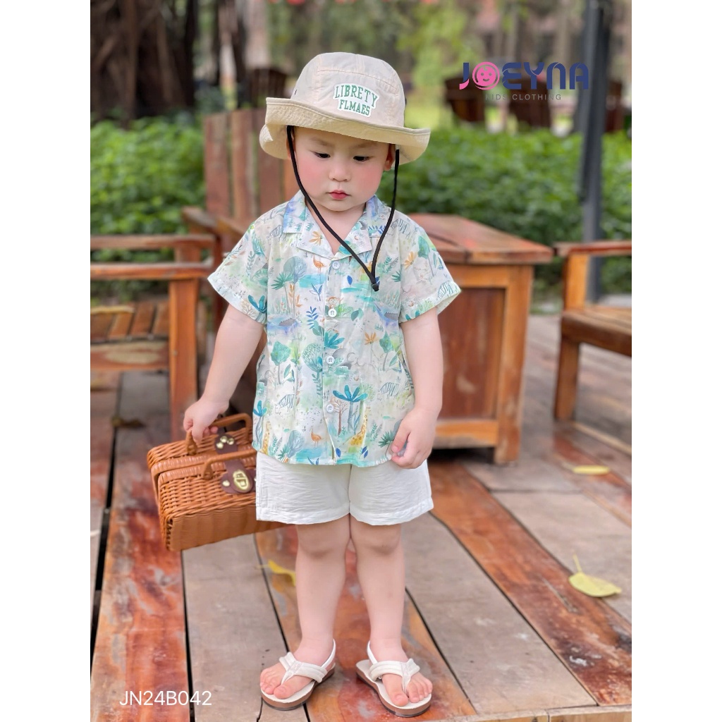 Bộ đi biển Joeyna B91 họa tiết lá và động vật cho bé