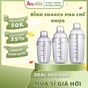Bình Lắc Shaker Pha Chế Nhựa Trong Suốt (350ml - 530ml - 700ml - 1000ml) - Tiện Lợi, Dễ Sử Dụng
