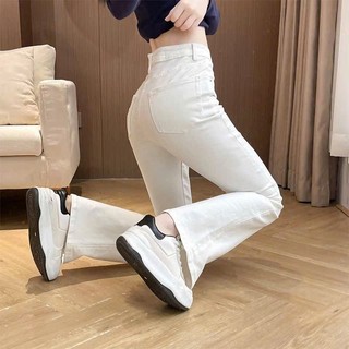 Quần Jean Nữ Trắng Ống Loe AMILY Co Giãn, Tôn Dáng Đẹp – Đủ Size Từ Nhỏ Đến Bigsize