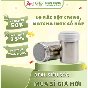 Lọ Rắc Bột Cacao Matcha Inox Có Nắp - Dụng Cụ Pha Chế Tiện Lợi, Đa Năng