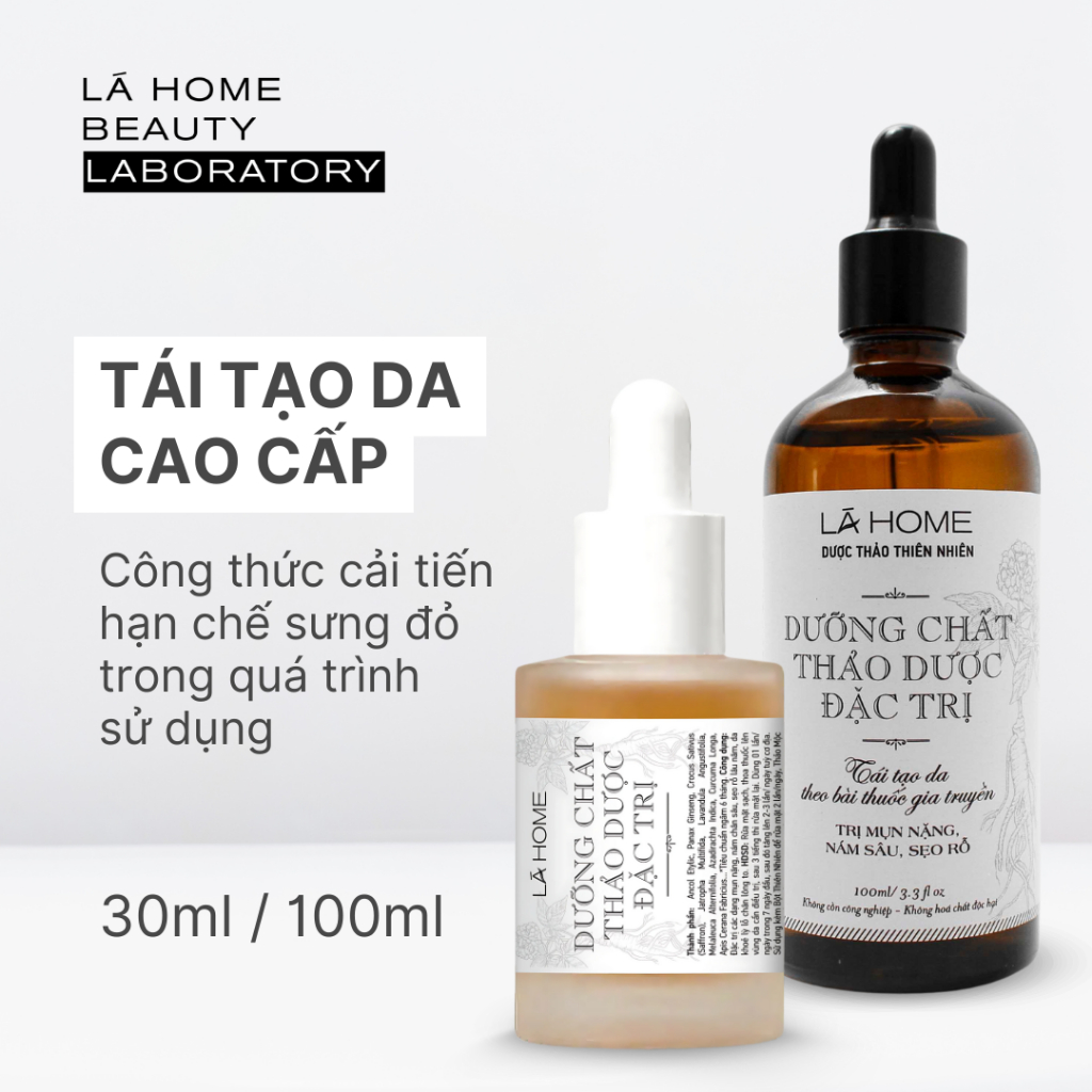Dưỡng Chất Thảo Dược Cao Cấp - Lá Home (Tái tạo nhanh cho da mụn & nám) giảm đỏ giảm sưng