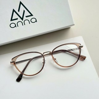 Gọng kính mắt thời trang ANNA nam nữ dáng mắt mèo chất liệu kim loại cao cấp OL 89013