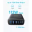 Trạm sạc Anker A2154 6 cổng tối đa 112W (USB-C, USB-A), tương thích đa thiết bị