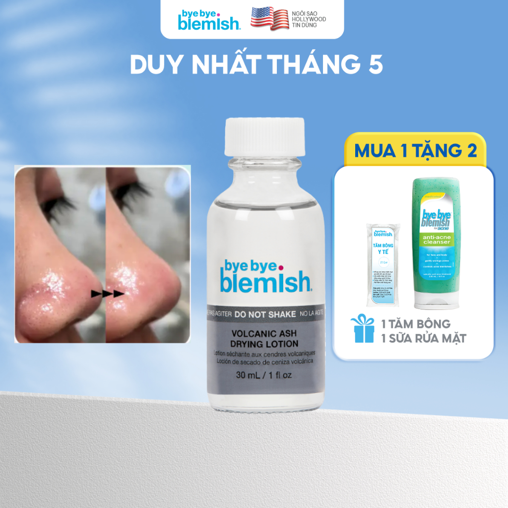 Ảnh Chấm Đẩy Mụn Đầu Đen, Đầu Trắng, Bã Nhờn, Giảm Viêm Từ Tro Núi Lửa Bye Bye Blemish Volcanic Ash Drying Lotion 30ml 1