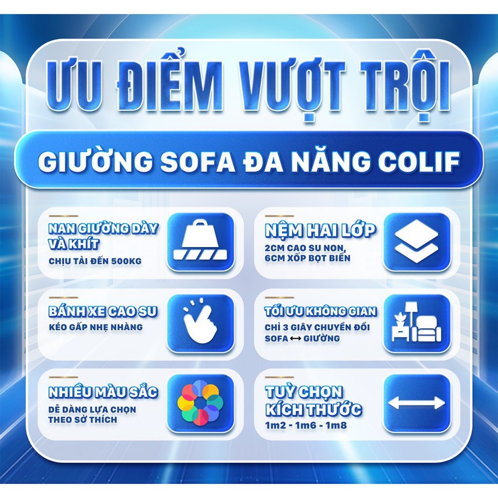 Ghế sofa giường COLIF Smart Bs đa năng - Tặng 2 gói cotton cao cấp