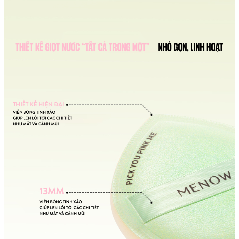 BÔNG MÚT TRANG ĐIỂM DỄ TÁN KEM NỀN MENOW PEACH BREATH LIKE BUDS (KÈM HỘP ĐỰNG)