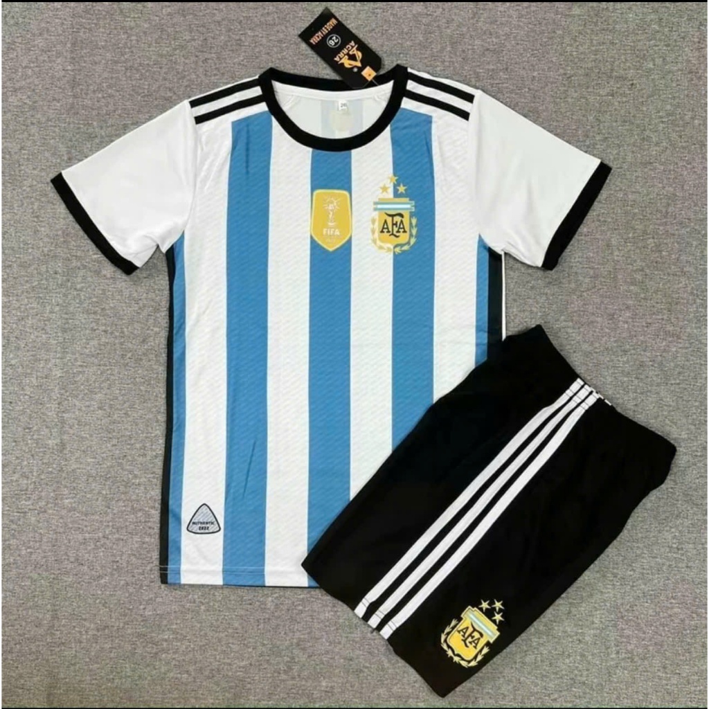 [CÓ IN TÊN + SỐ] Bộ Đồ Đá Banh, Quần Áo Bóng Đá Trẻ Em "Argen Messi" Chất Liệu Vải Thun Cotton Cho Bé Từ 8Kg - 50kg